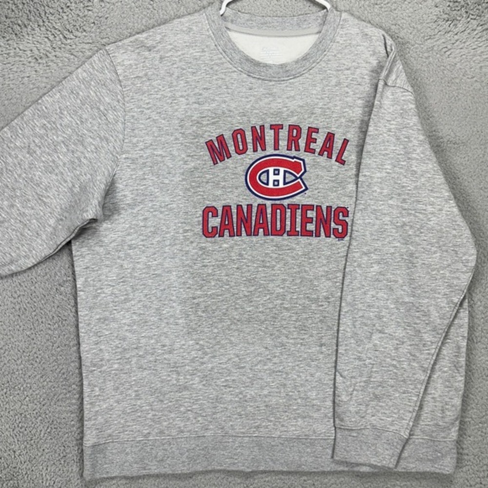 Fanatics Gray Montreal Canadiens Habs Hockey Crewneck Sweatshirt